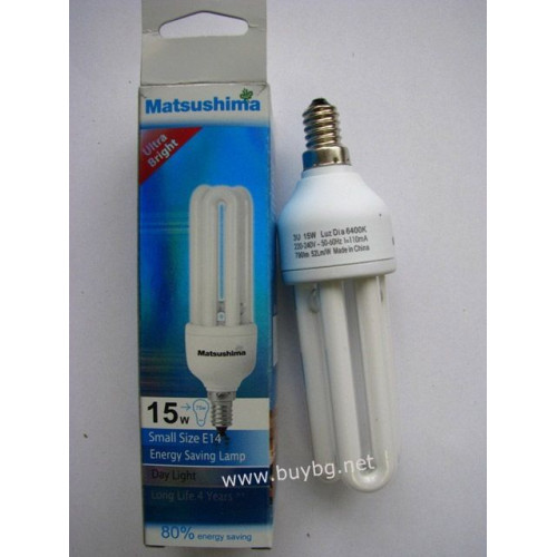 Енергоспестяваща лампа 3U15W-E14D - Бяла светлина
