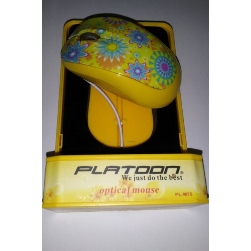 Оптична жична USB мишка PLATOON PL-M75 жълта - 3 бутона