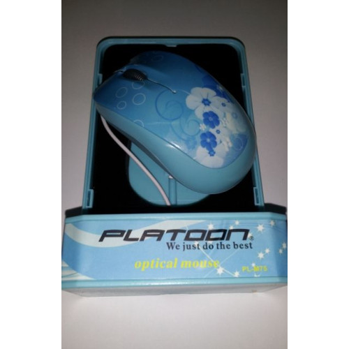 Оптична жична USB мишка PLATOON PL-M75 синя - 3 бутона
