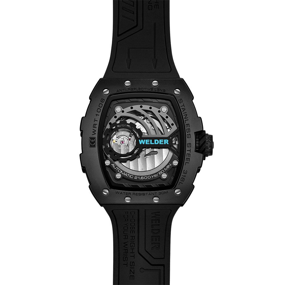 Часовник WELDER W75 WRT1006 автоматичен скелетон черен Seiko NH70